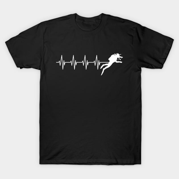 Scuba diver heartbeat w T-Shirt by KC Happy Shop